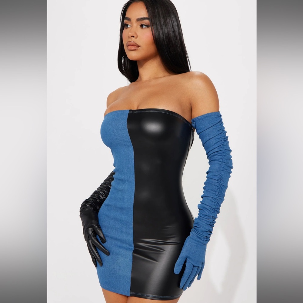 FASHIONNOVA Blue/Black Fits Like A Glove Denim Mini Dress